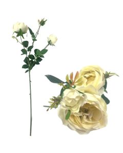 English Rose Spray with Buds Lilac & White