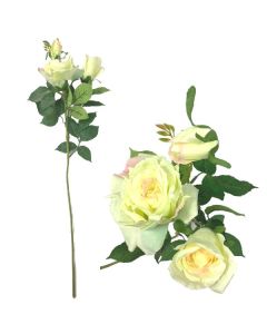 Triple Open Rose Spray Yellow 76cm