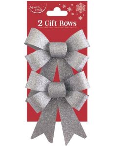2 Silver Glitter Bows