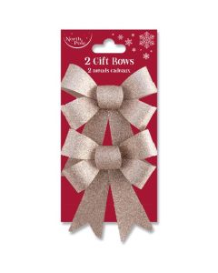 2 Rose Gold Glitter Gift Bows  Eurowrap