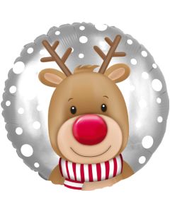18" Reindeer Head Round Foil Eurowrap