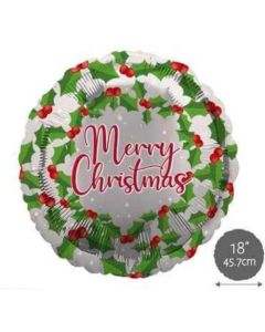 18" Holly Merry Christmas Balloon North Pole