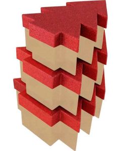 3pc Red Glitter And Kraft Tree Boxes Eurowrap