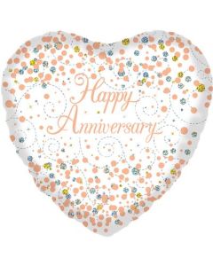 18" Rose Gold & White Anniversary Heart Foil Oaktree