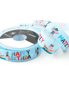 25mm Birthday Pirate Ribbon On 25M Reel