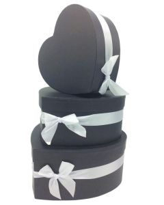 BLACK HEART BOX WITH BOW - BLACK HEART BOX WITH BOW