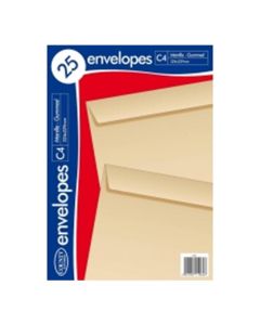 25 Peel & Seal Manilla Envelopes C4 324mm x 229mm - 90gsm