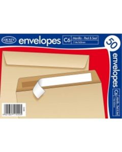 50 Peel & Seal Manilla Envelopes C6 114mm x 162mm - 70gsm