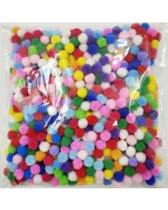 Mixed Colours10mm Pompoms Bag of 2000