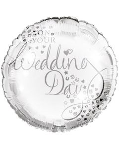 18" Pink & White Wedding Day Round Foil Simon Elvin