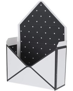 Flower Bouquet Envelope Boxes White/Black Dot Pk12