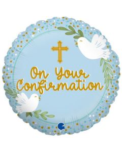18" On Your Confirmation Blue Round Foil Balloon Grabo