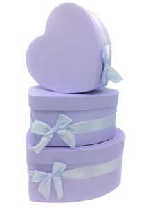 LILAC HEART BOX WITH BOW - LILAC HEART BOX WITH BOW
