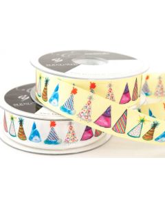 25mm Party Hats Ribbon On 20M Reel White/Multi