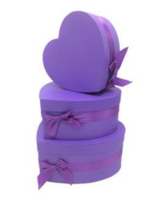 Purple Heart Box With Bow Set Of 3