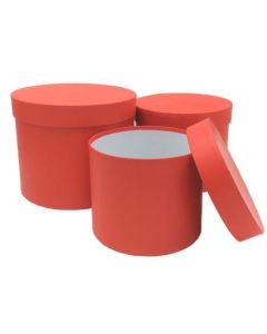 SET OF 3 HAT BOX RED - EVRBX-4RED