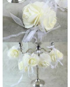 Sheer Ribbon Ivory Rose Garland