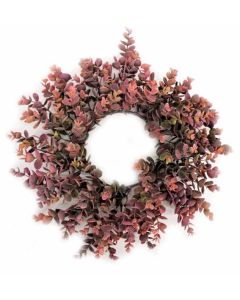 40cm Eucalyptus Wreath Green/Pink
