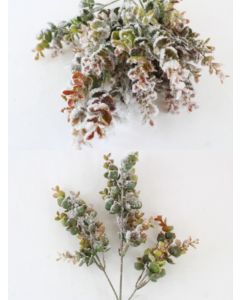 63cm Snow/Glitter Eucalyptus Bunch Green/Brown
