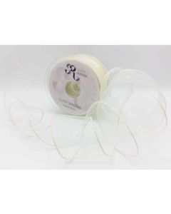 50mm WIRED EDGE IVORY RIBBON - 1209-W/50-810/1