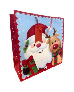 Santa/Reindeer Jumbo Square Gift Bags Pk12 Eurowrap