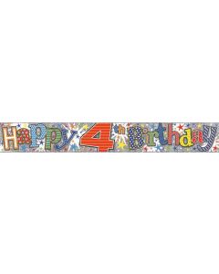 Banner Age 4 Multi Coloured 2.5m Foil Simon Elvin