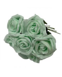 5.5cm Foam Rose Bunch Mint Green