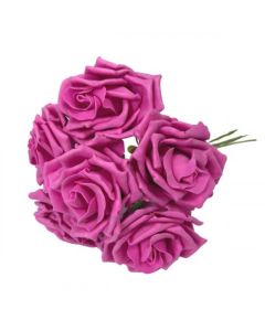9cm Fuchsia Colour Fast Curly Foam Roses