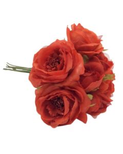 Silk Vintage Rose Posy Heads Red